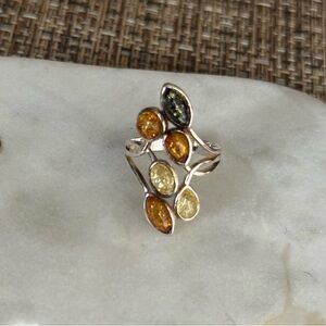 Sterling silver Baltic amber ring